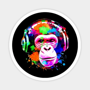 Headphones On Chimp Magnet